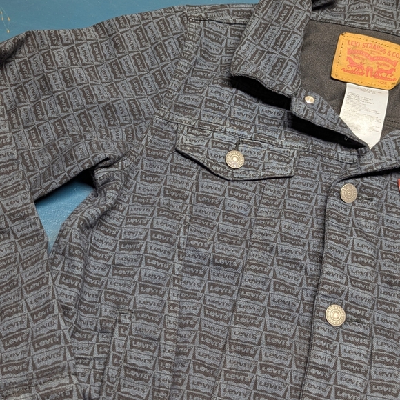 Levi Boys Medium Kids Blue Denim Jean  Jacket 10-12yrs All Over Print - Picture 8 of 9